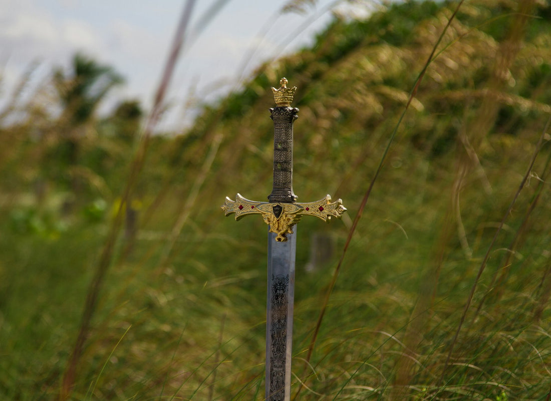 Steel sword resting on the ground