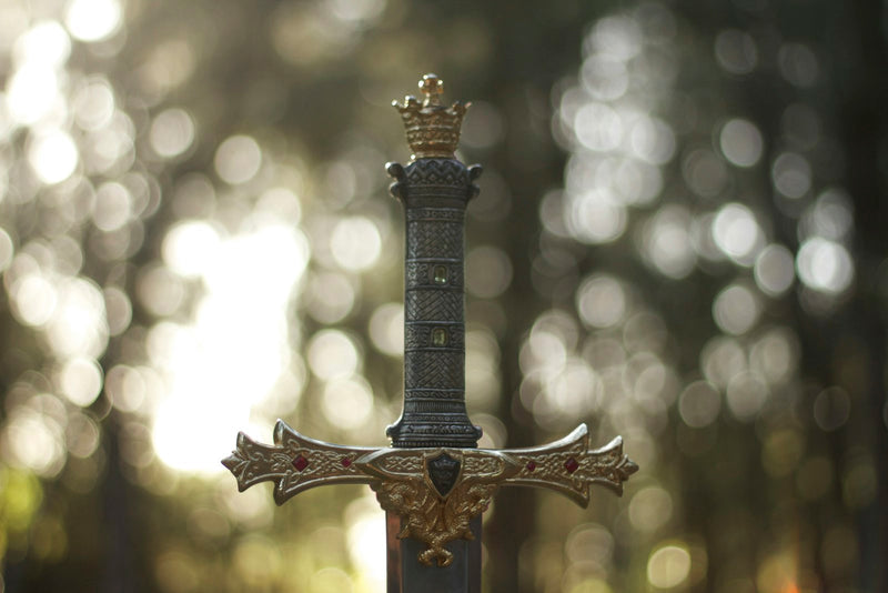 Historical sword collection display