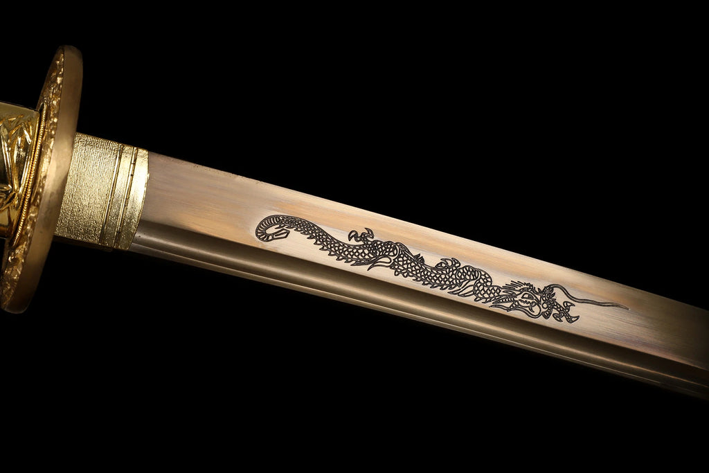 The Gilded Shogun: Hand-Forged 1095 High Carbon Gold Blade Katana