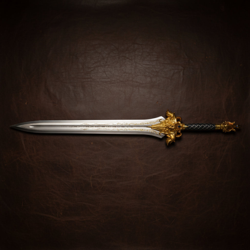 The Leonine Sovereign: Lion Head Stainless Steel King Sword
