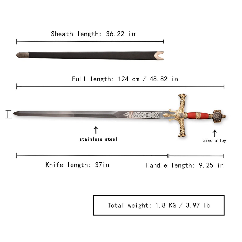 The Crimson Monarch: Red Medieval Knight King Sword