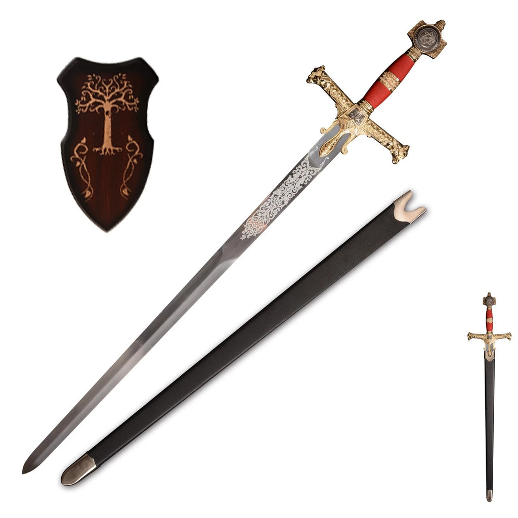 The Crimson Monarch: Red Medieval Knight King Sword
