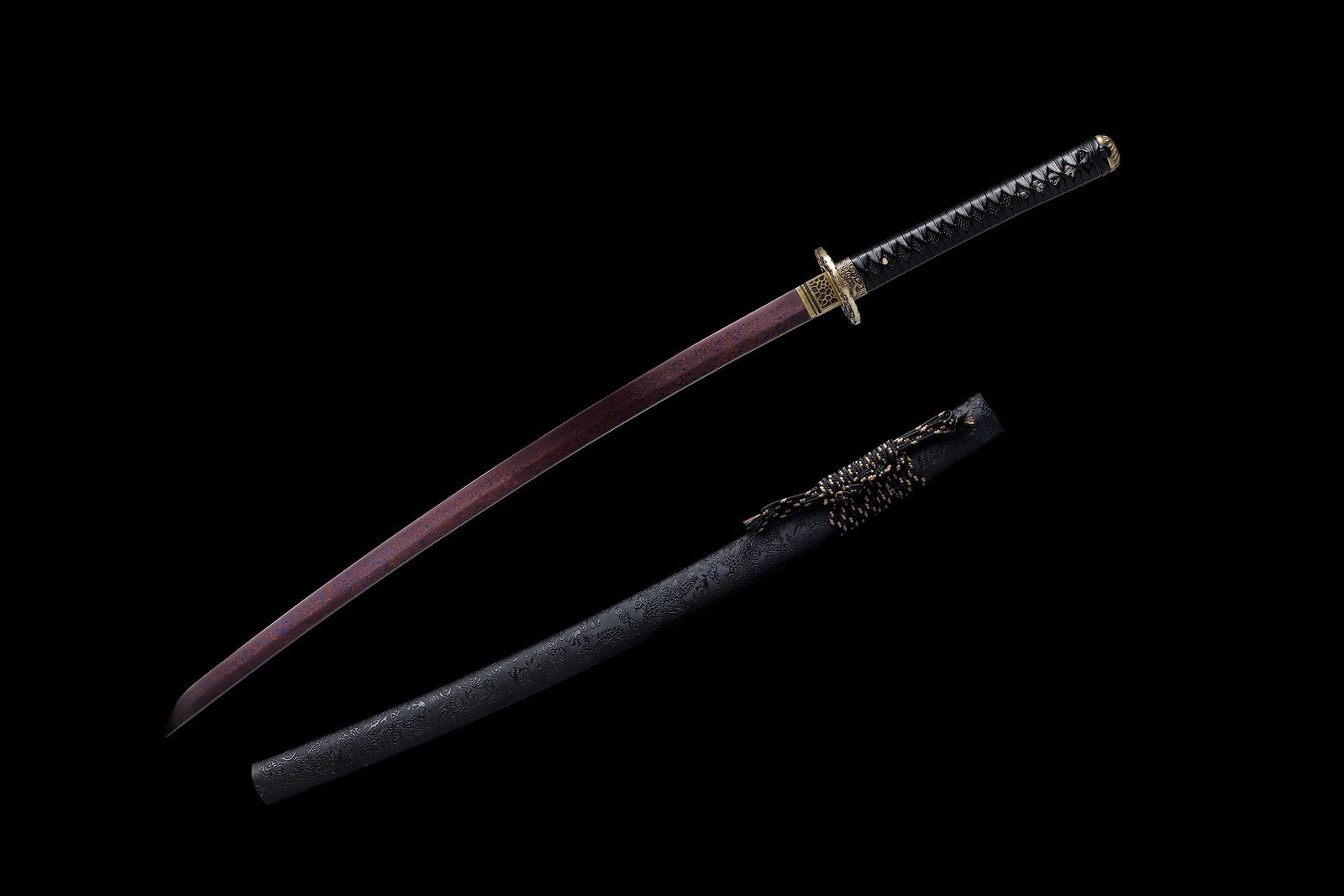 The Obsidian Ripple: Hand-Forged Damascus Folded Steel Samurai Katana