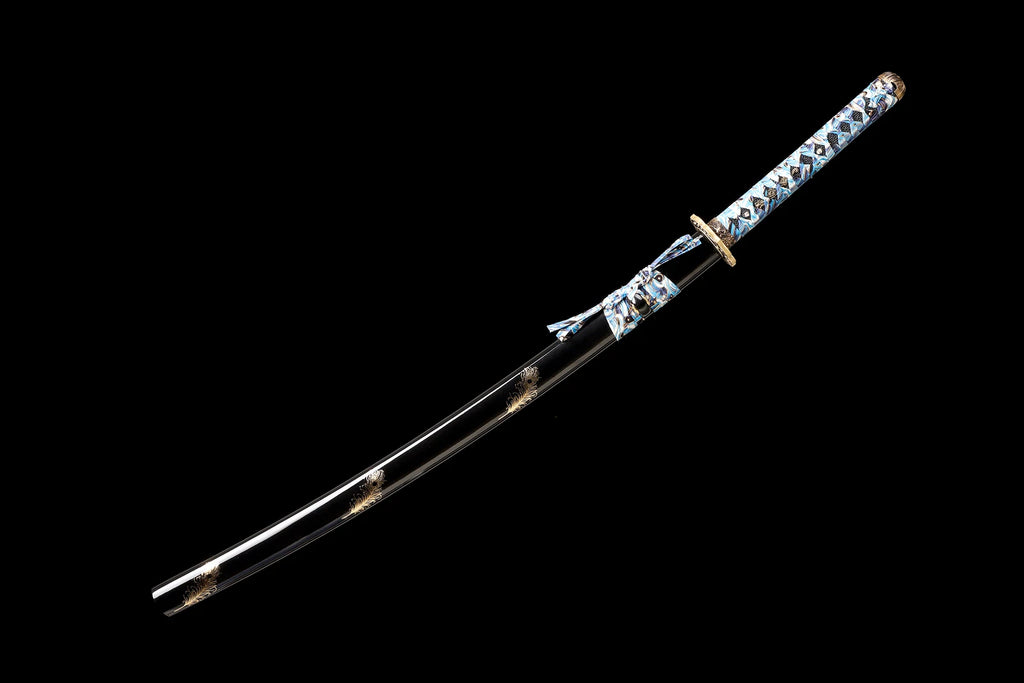 The Azure Gale: Hand-Forged Damascus Folded Steel Samurai Katana