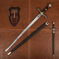 The Sovereign Bastion: Black Silver Stainless Steel King Sword