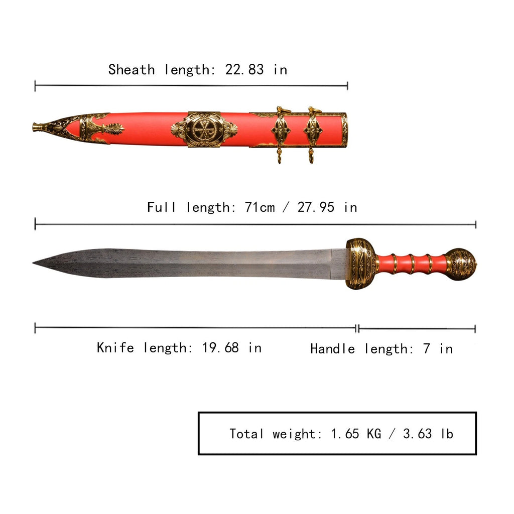 The Scarlet Centurion: Red Carbon Steel Roman Sword