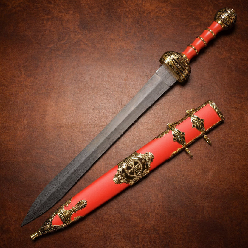 The Scarlet Centurion: Red Carbon Steel Roman Sword