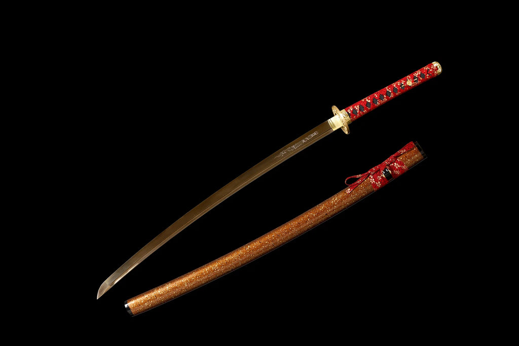 The Gilded Shogun: Hand-Forged 1095 High Carbon Gold Blade Katana