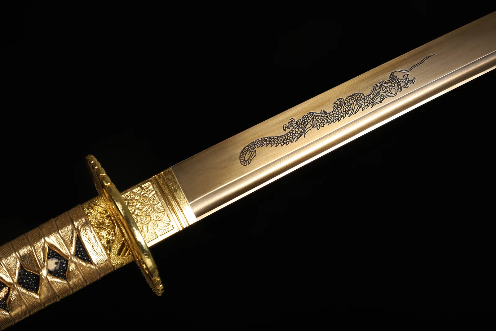 The Golden Dragon: Hand-Forged 1095 High Carbon Gold Blade Katana