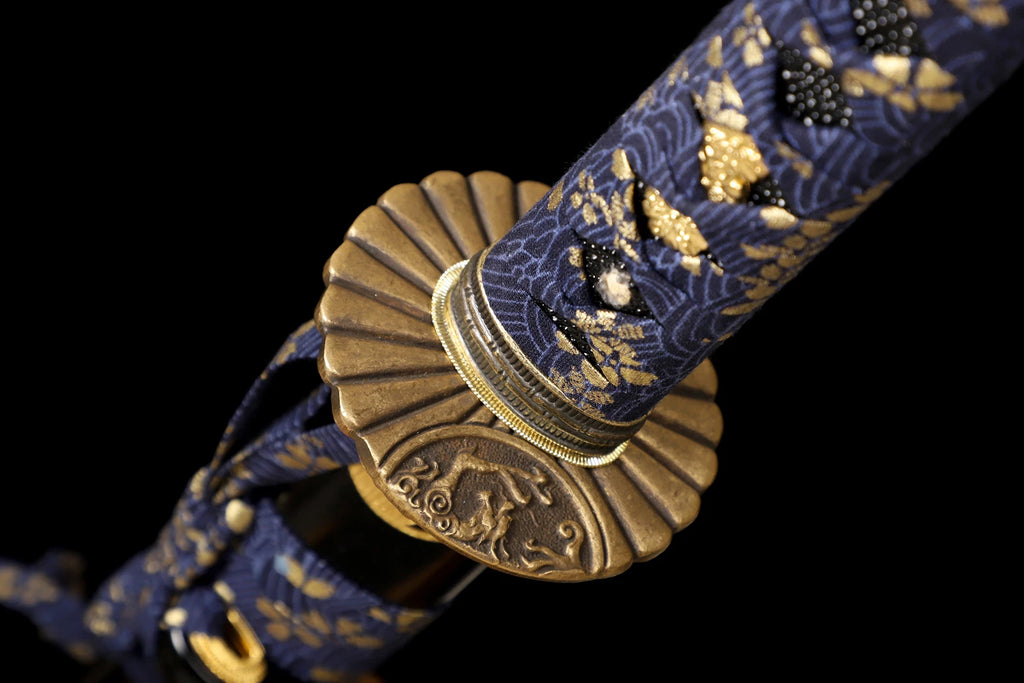 The Water Cloud Shogun: Hand-Forged 1095 High Carbon Gold Blade Katana