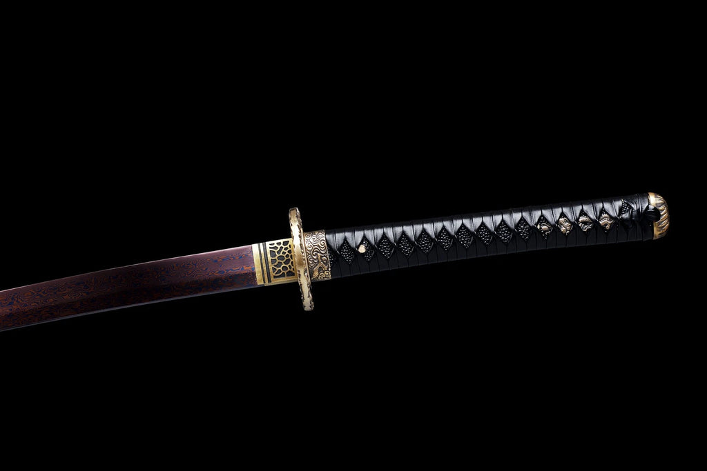 The Obsidian Ripple: Hand-Forged Damascus Folded Steel Samurai Katana