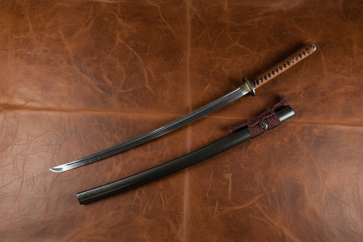 The Nomad’s Resolve: Clay-Tempered Katana with Leather Wrap