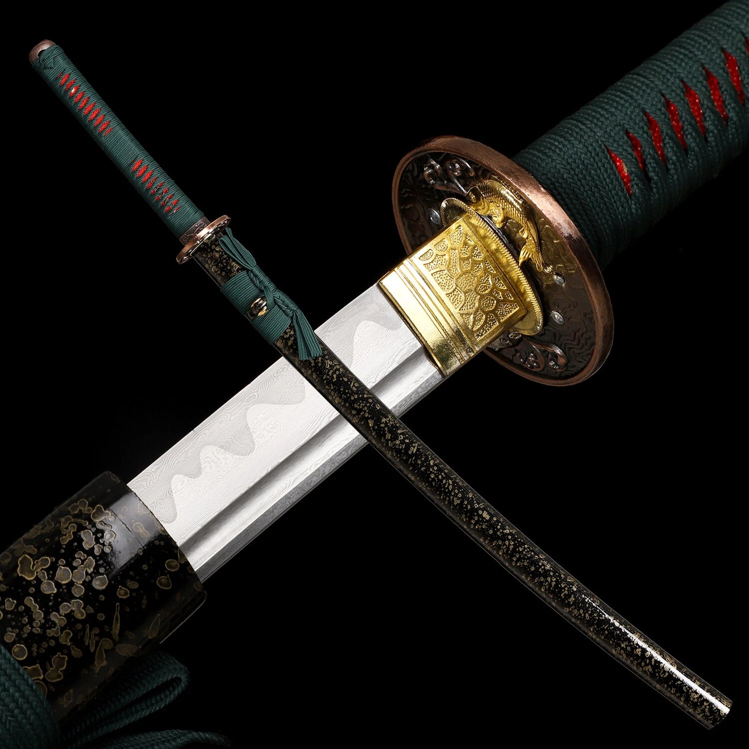 The Serpent’s Coil: Damascus Folded Steel Samurai Katana