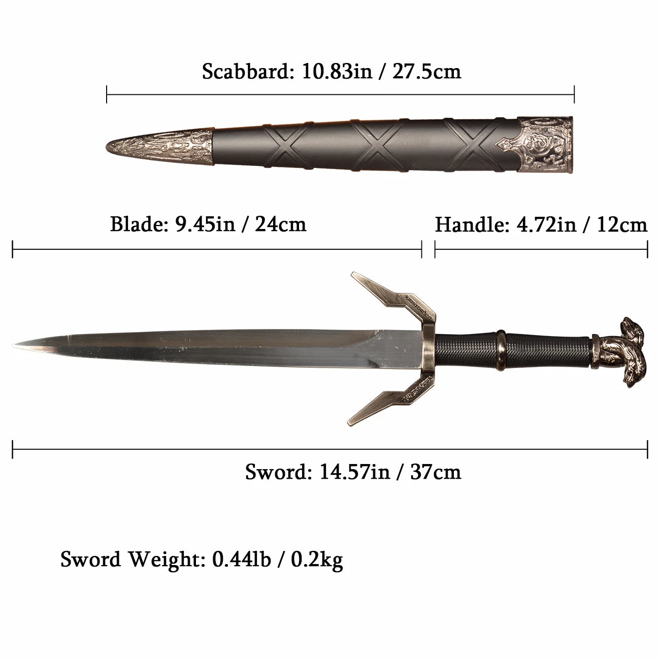 The Obsidian Vanguard: Black Stainless Steel Mini Western Sword