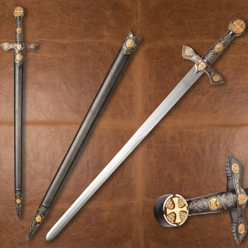 The Templar Vow: Red Cross Stainless Steel Crusader Sword
