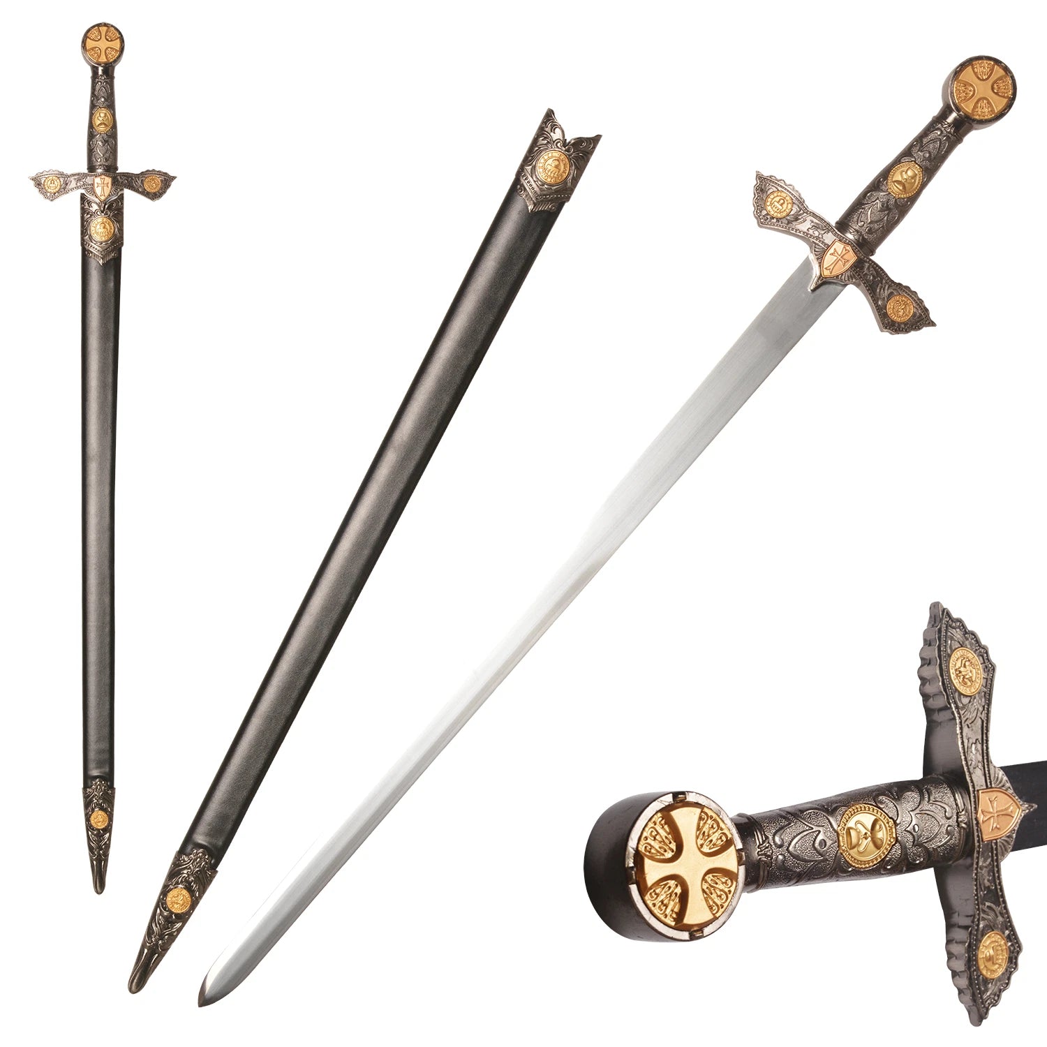 The Templar Vow: Red Cross Stainless Steel Crusader Sword