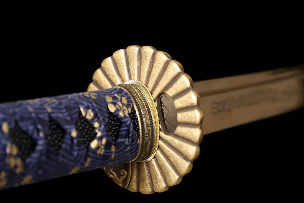 The Water Cloud Shogun: Hand-Forged 1095 High Carbon Gold Blade Katana
