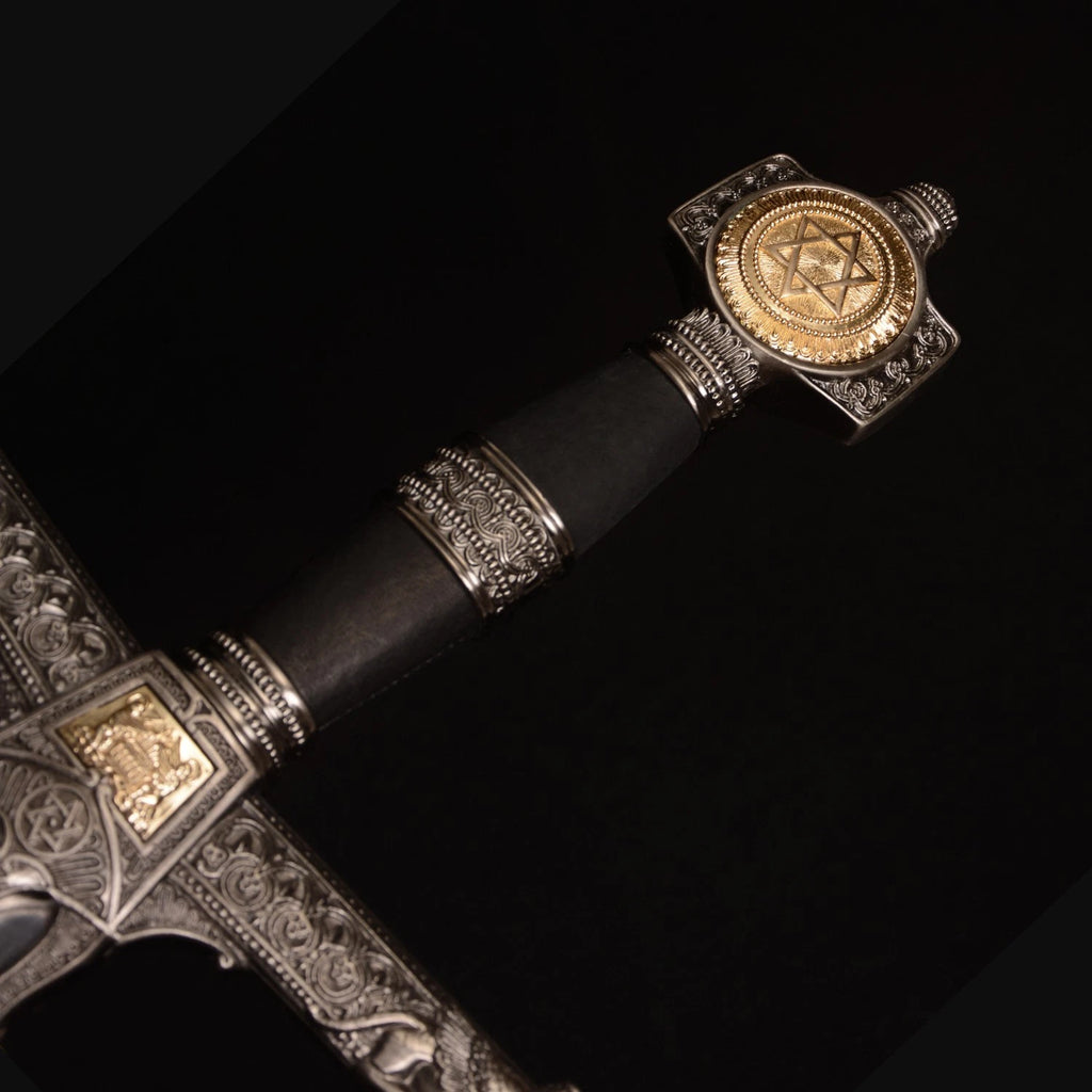 The Sovereign Bastion: Black Silver Stainless Steel King Sword