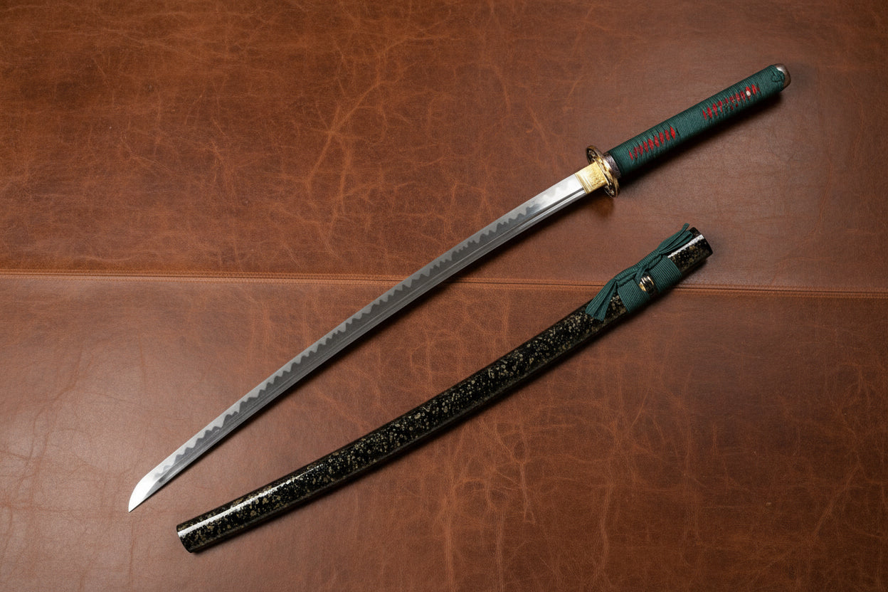 The Serpent’s Coil: Damascus Folded Steel Samurai Katana