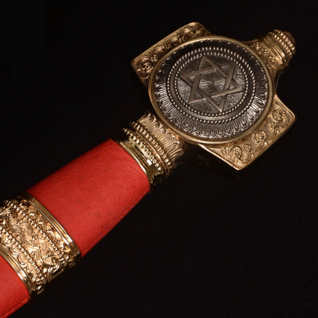 The Crimson Monarch: Red Medieval Knight King Sword
