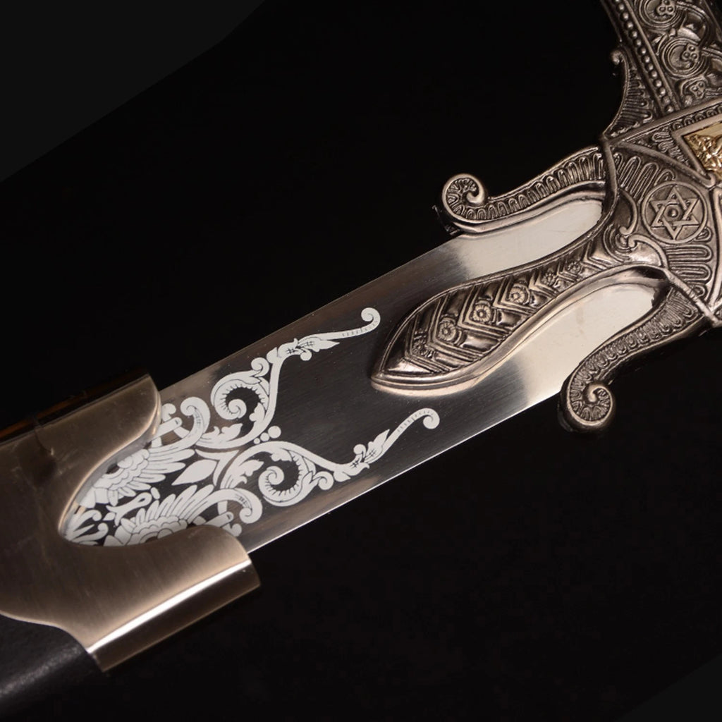 The Sovereign Bastion: Black Silver Stainless Steel King Sword