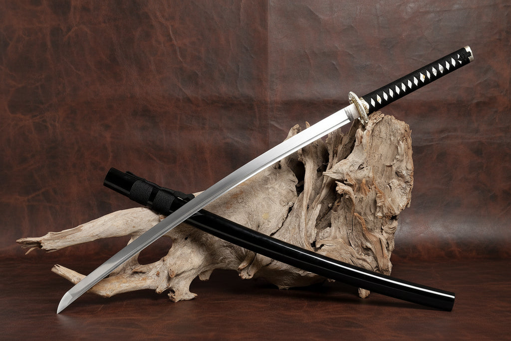 The Obsidian Sentinel: Clay-Tempered Leather-Bound Katana